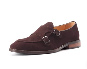 British Loafers Casual Men's Shoes Korean Real Leather Suede Shoes Buckle Shoes - Picture 1 of 13