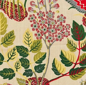 SCHUMACHER Exotic Butterfly Multi Floral Linen Remnant New - Picture 1 of 1
