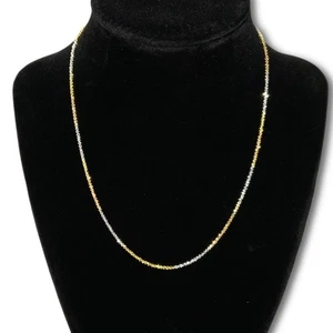 14k Gold Tri-Color Twisted Rock Necklace – 16” 2mm 2.5g - 925 Sterling Silver  - Picture 1 of 7