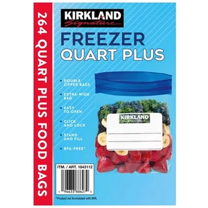 Bolsas Kirkland Signature Freezer Quart Plus, 264 unidades - Imagen 1 de 2