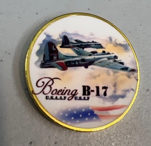 MONEDA DESAFÍO REDONDA ARTE COLOREADO BOEING B-17 DE LA FUERZA AÉREA DE LA EE. UU. - Imagen 1 de 2