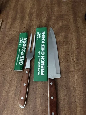 SET Maxam Steel 9" Blade French Chef Knife & 7" Meat Fork Japan - Image 1 of 4