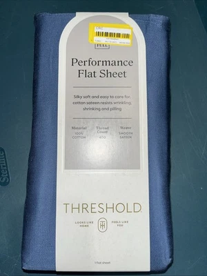 Full 400 Thread Count Performance Flat Sheet Metallic Blue - Threshold: Cotton - Image 1 of 3