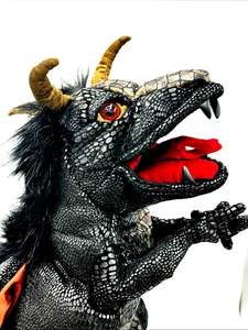 Folkmanis Puppets Black Dragon Hand Puppet 18 In Expandable Wings - Picture 1 of 12