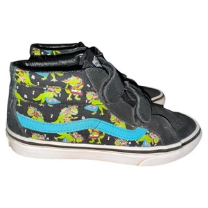Vans Mid Uni Rex Music Rock & Roll Shoe Kids Size 3 Black Suede Dinosaur - Picture 1 of 6