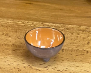Vintage Lustreware Orange & Blue Open Salt Cellars 1 5/8" - Picture 1 of 2