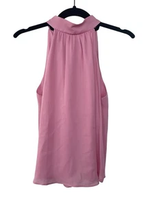 Alice + Olivia Pink Halter Neck Bow Tie Blouse XS Sleeveless Chifon Top - Picture 1 of 8