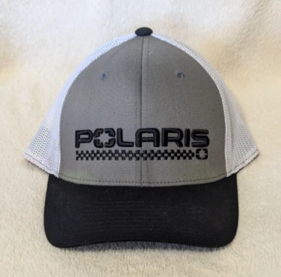 Novo Chapéu Xadrez Polaris Cinza Branco Preto Malha Bordada nas Costas Flexfit 110 - Imagem 1 de 4