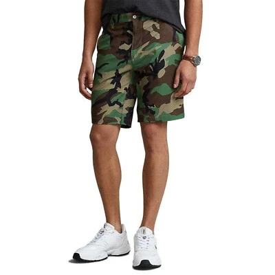 Shorts de praia Polo Ralph Lauren masculino tamanho 32 camuflado elástico o dia todo costura interna 9,5" - Imagem 1 de 4