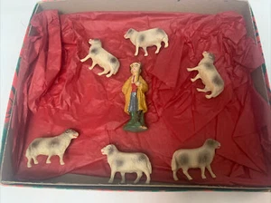 VINTAGE OLD MINI SHEEP SET FIGURINES. VERY OLD SHEEP TOY SET.  - Picture 1 of 12