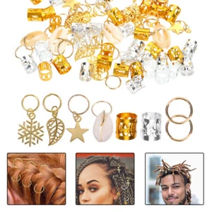 80 Stck. Metall Runde Schnalle Haarspange Dreadlock Klemme Perlen Manschetten für Zöpfe - Bild 1 von 10