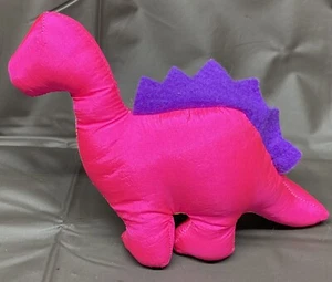 Vintage 1994 Neon Pink Nylon Dinosaur 5” Plush Four Star International Trading - Picture 1 of 7