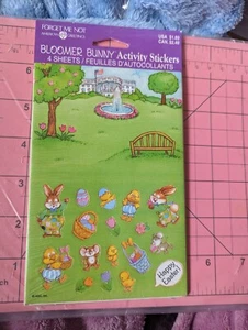 VINTAGE AMERICAN GREETINGS STICKERS BLOOMER BUNNY EASTER WHITE HOUSE ACTIVITY  - Picture 1 of 4