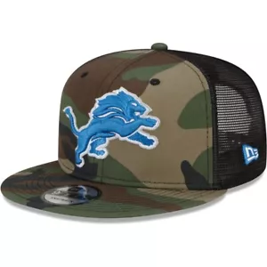 Detroit Lions New Era Woodland Trucker 2.0 9FIFTY Snapback Hat Cap Camo NFL New - Picture 1 of 8