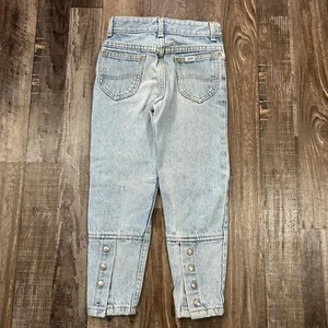 Vintage Girls LEE Denim Jeans Tapered Button/Snap Ankles Size 7 MADE IN USA - Picture 1 of 14