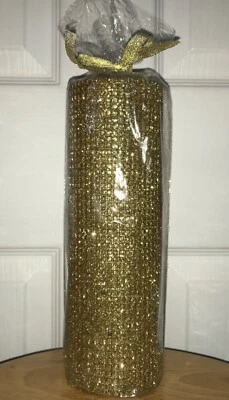 LOTE DE 3 VELAS PILAR GRANDES DE BRILLO DORADO 9 pulgadas x 3 pulgadas ~ textura gofre Foto 1 de 3