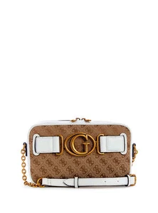 GUESS Women's Aviana Crossbody Camera Bag - Brown & White - Stylish & Compact - Picture 1 of 1