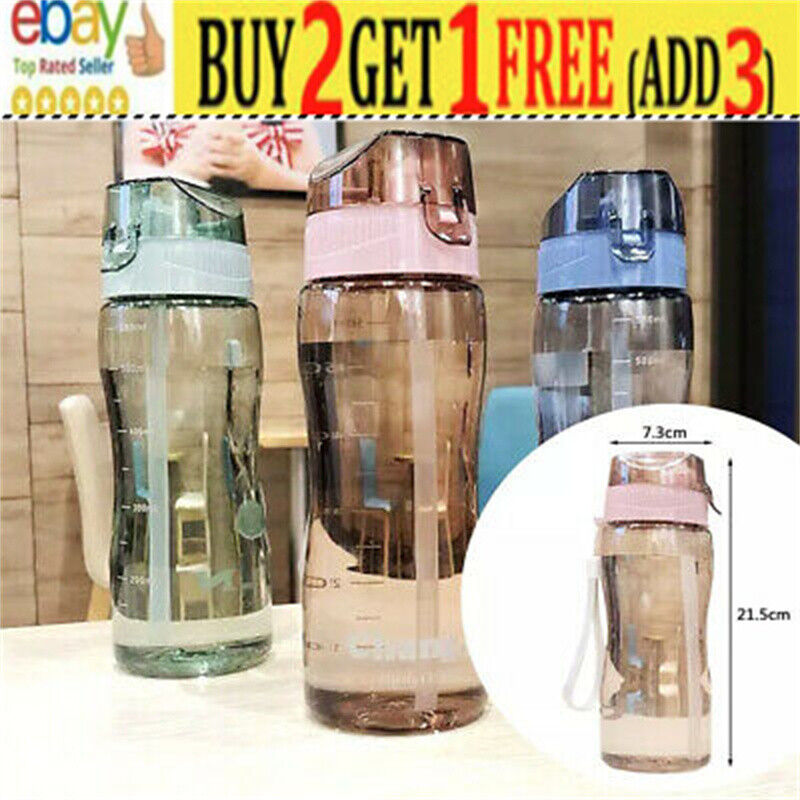 Portable Sports Water Bottle Straw BPA Free Leakproof Gym Bottle Drink Mugs LL