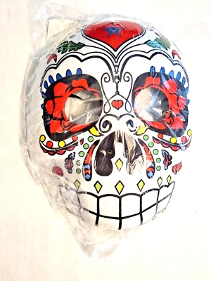 Dia De Los Muertos /Day of the Dead Face Mask Mexican Sugar Skull Mask Red Heart - Image 1 of 4
