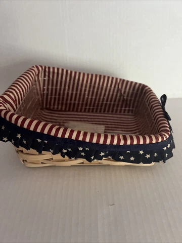 Longaberger 2001 Note Pal Paper Basket Set - Natural - Custom Liner Cover