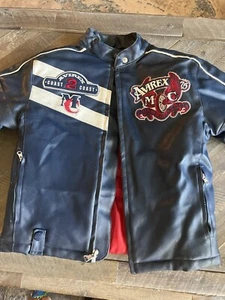 Vintage Rare Avirex Faux Leather Varsity Kids Jacket Sz S Kids US MC Y2K Bomber - Picture 1 of 15