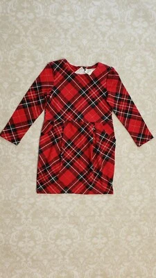 Vestido recto manga larga a cuadros rojo verde tartán vacaciones Navidad niña 2-4 años H&M  Foto 1 de 4