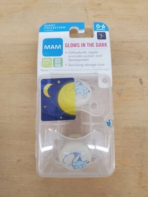 MAM 2 安抚奶嘴晚装敏感肌肤 0-6 米 — 第 1/2 张图片
