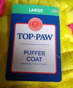 Top Paw Puffer Coat  Yellow NWT Large for the love of dogs hooded  flaw - Picture 1 of 11
