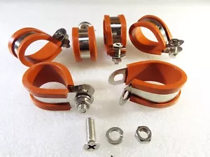 QTY6 SCHLAUFE GEPOLSTERT 1" 1 ZOLL KABEL Klemme SILIKON RUND HOCHTEMPERATUR EDELSTAHL - Bild 1 von 10