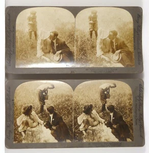 2 Comic Stereoviews: "Tommy Snaps a Tender Wooing" Berry Kelley Chadwick ©1906 - Picture 1 of 4