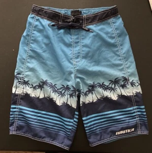 Boys Nautica Bathing suit trunks 16/18 Blue Tropical Palm Trees CS7 - Picture 1 of 7