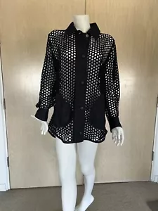 Akris Punto Mixed Media Dotted Mesh Guipure Jacket/Shirt Size 8 Retail $1390 - Picture 1 of 23