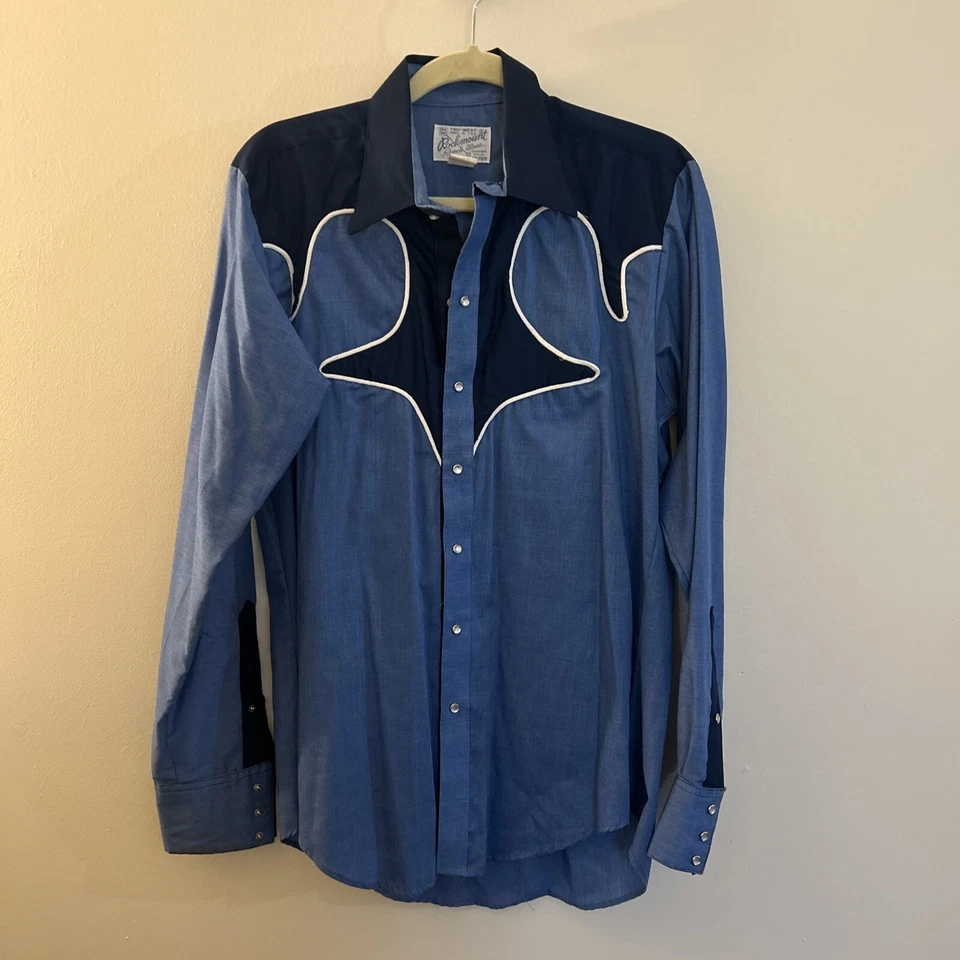 VTG 1970s Rockmount Ranch Wear Pearl Snap Button Down Shirt 16-35 Made In USA - Image 1 of 4