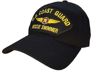 Coast Guard Rescue Swimmer Hat Black 100% Cotton STRUCTURED Ball Cap Veteran