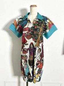 Pleats please Issey Miyake Colorful Illustration dress size 3 - Picture 1 of 4