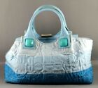 Tosca Blu Medium Size Multi Toned Blue Fabric Handbag with Heart Shaped Mirror