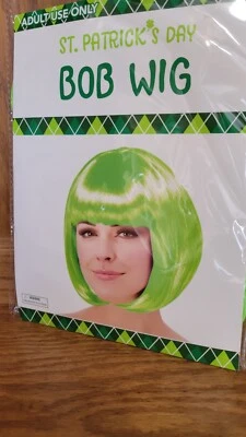 Peluca Bob Verde Día de San Patricio para Adultos Halloween Nueva Foto 1 de 2
