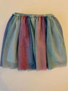 H&M Girls Rainbow Blue and Pink Glitter Skirt Elastic Waist - Size 8 to 10 Years - Picture 1 of 6