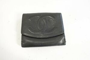 Authentic CHANEL Caviar Leather Black CC Wallet  #10823