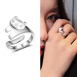 Ring Women's Fashion Panda Cat Open Ring Tail Ring Jewelry Advanced Sense Ring - Picture 1 of 7