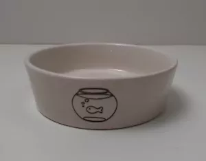 Neuer kleiner weißer Keramik Fisch im Fischglas Katzenfutter oder Wasserschale ~ Haustiernapf - Bild 1 von 4