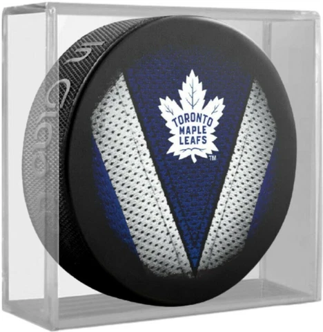 Toronto Maple Leafs NHL Stitch Team Logo Souvenir Hockey Puck in Display Cube Cover