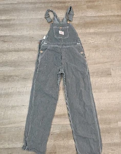 Round House Latzhose Jugend Größe 12 blau Eisenbahn gestreift Denim Bauer Latz Jungen - Bild 1 von 8