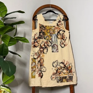 V.C. 1996 vintage Abito tubino smanicato Torias dipinto a mano 100% cotone - Foto 1 di 7