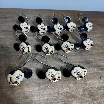 Disney Mickey Mouse Shower Curtain Hooks Set of 12 Bathroom Decor Black Metal - Image 1 of 4
