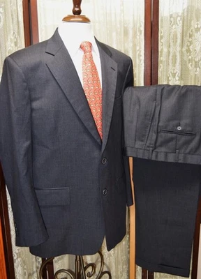 USA Brooks Brothers Madison 43 R solid gray 100% wool business suit **p6j3 - Image 1 of 4