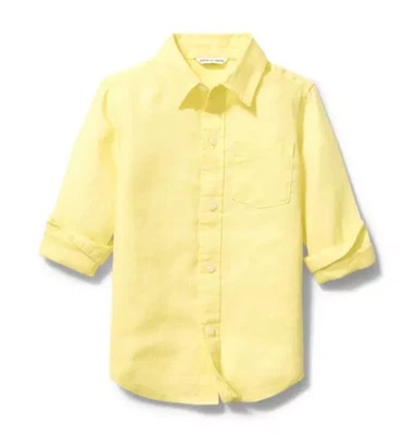 Camisa Janie and Jack Boy de lino amarillo talla 8 Foto 1 de 4