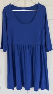 Garnet Hill ROYALBLAU Jersey Strick Babydoll Kleid U-Ausschnitt Gr. XL - Bild 1 von 3