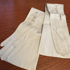 Size 6.5 Vintage 22" Long Unlined KID LEATHER OPERA GLOVES Made in Germany - Picture 1 of 7