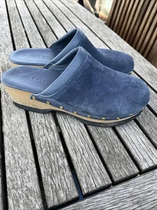 zoccoli m gemi 38 1/2 Made Italy pelle blu scamosciata 8 USA boho stravaganti - Foto 1 di 17